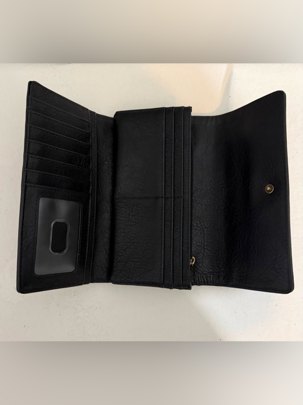 Fossil Logan Black Leather Wallet Women’s Trifold - Picture 10 of 16